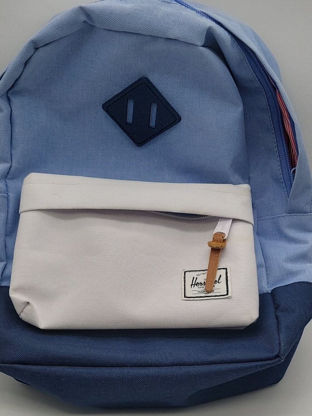 Herschel kids backpack, Small, Canvas, Light Blue Navy, 2 Pockets, Leather Zip …